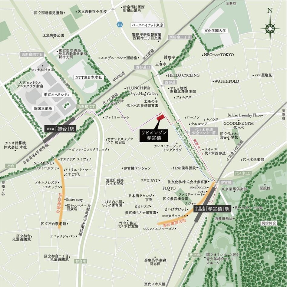 リビオレゾン参宮橋の現地案内図
