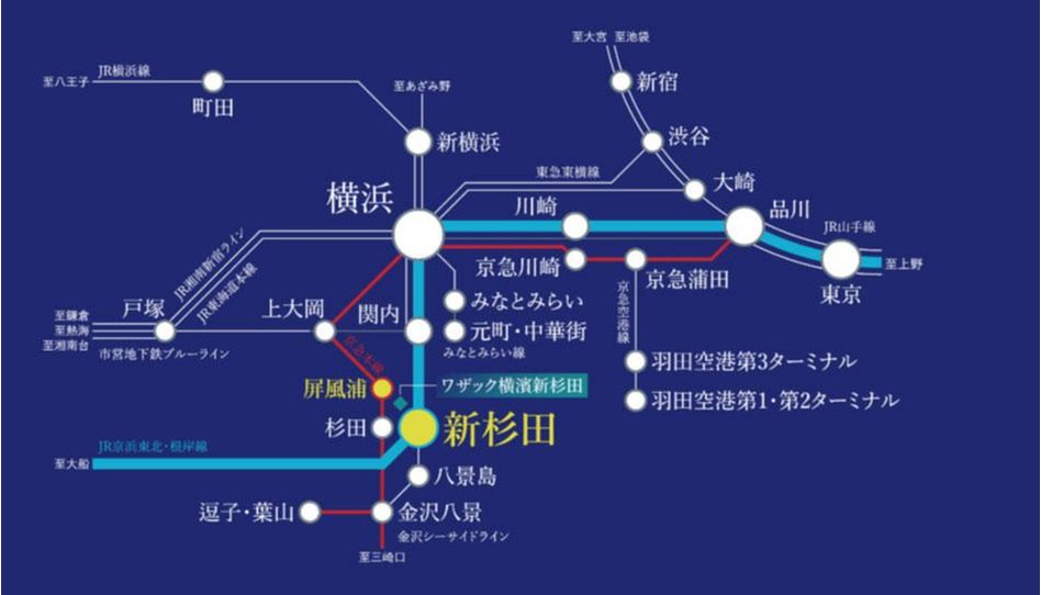 ワザック横濱新杉田の交通アクセス図