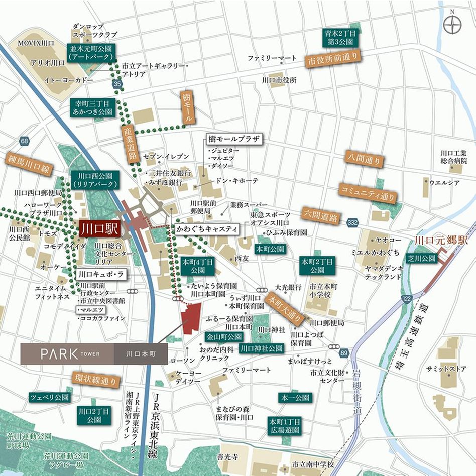 パークタワー川口本町の現地案内図