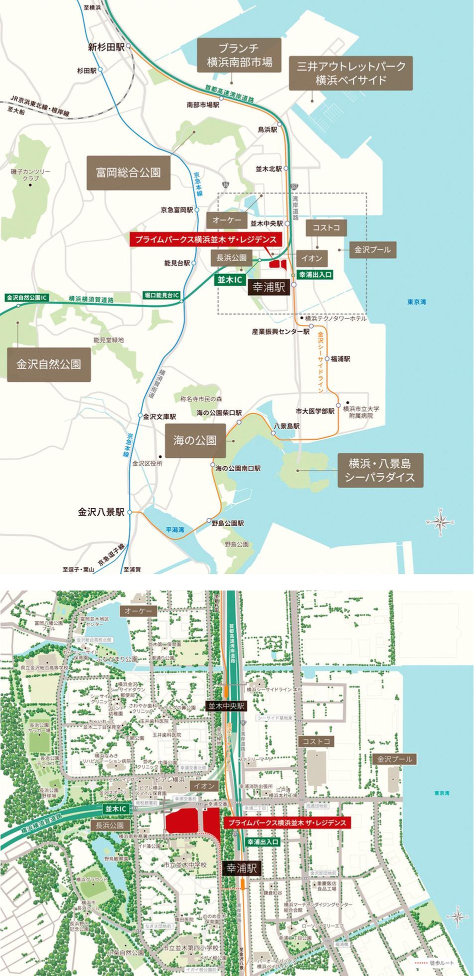プライムパークス横浜並木 ザ・レジデンスの現地案内図