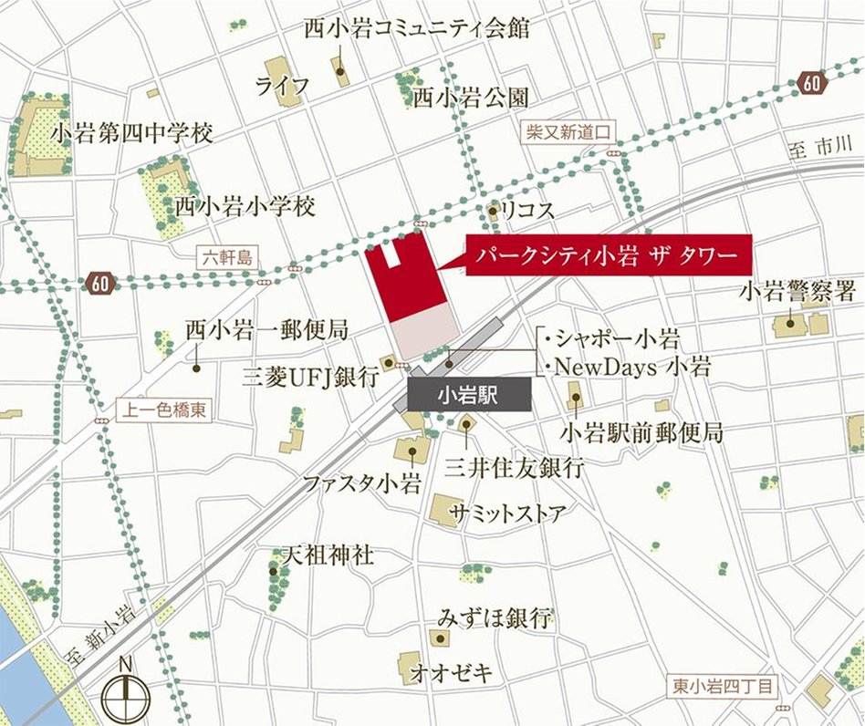 パークシティ小岩 ザ タワーの現地案内図