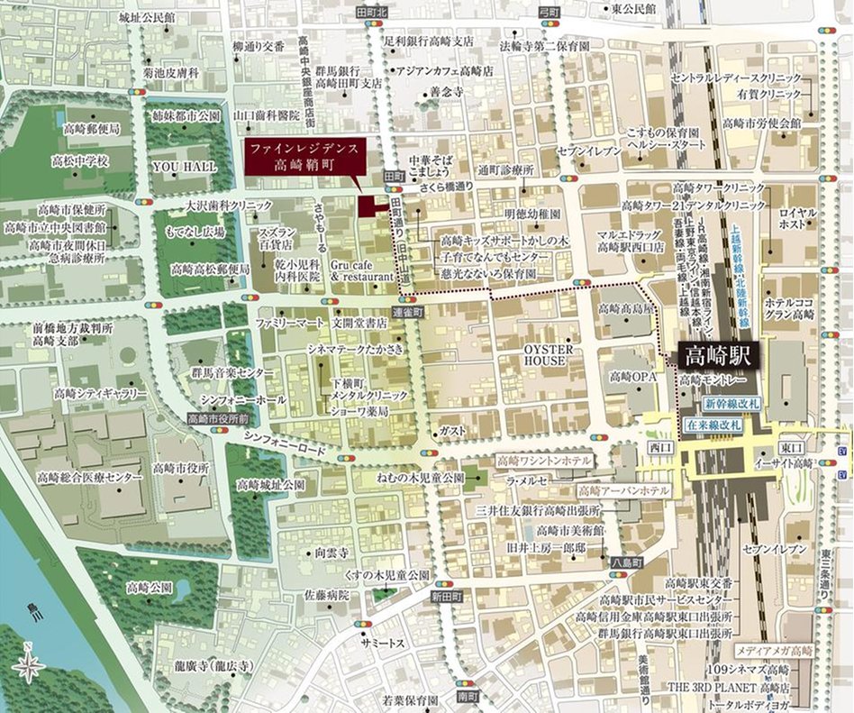 ファインレジデンス高崎鞘町の現地案内図