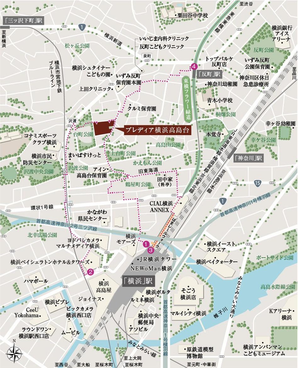 プレディア横浜高島台の現地案内図