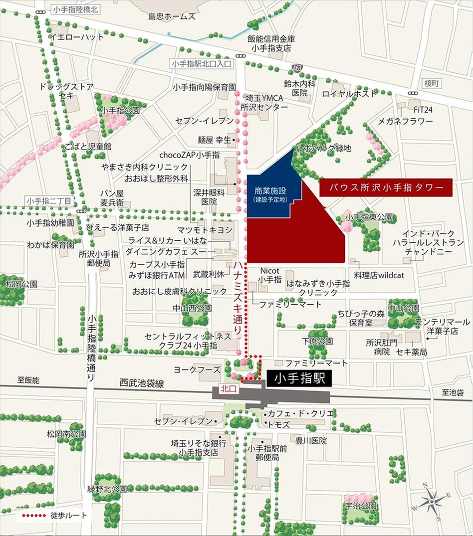 バウス所沢小手指タワーの現地案内図