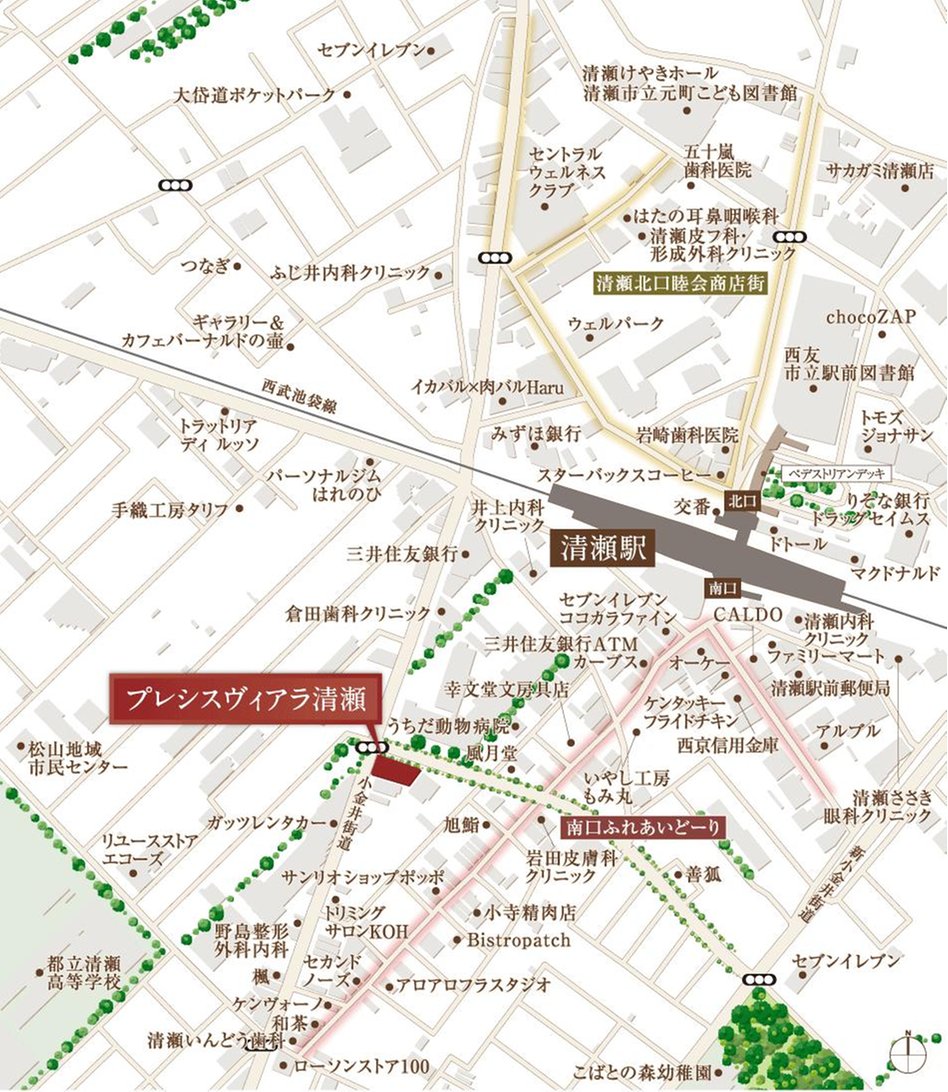 プレシスヴィアラ清瀬の現地案内図