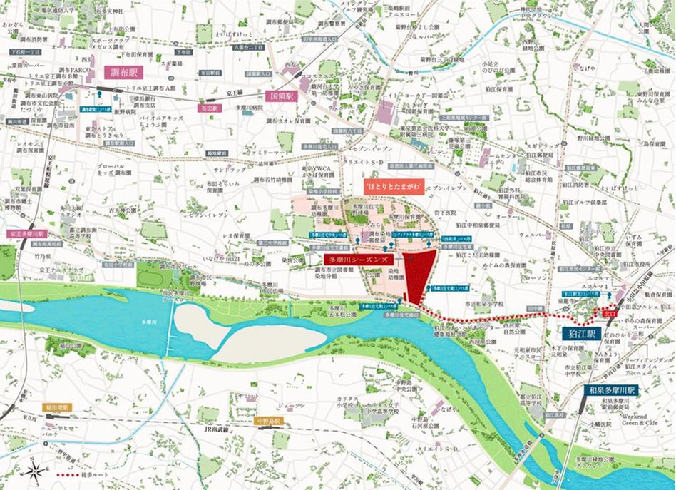 多摩川シーズンズの現地案内図