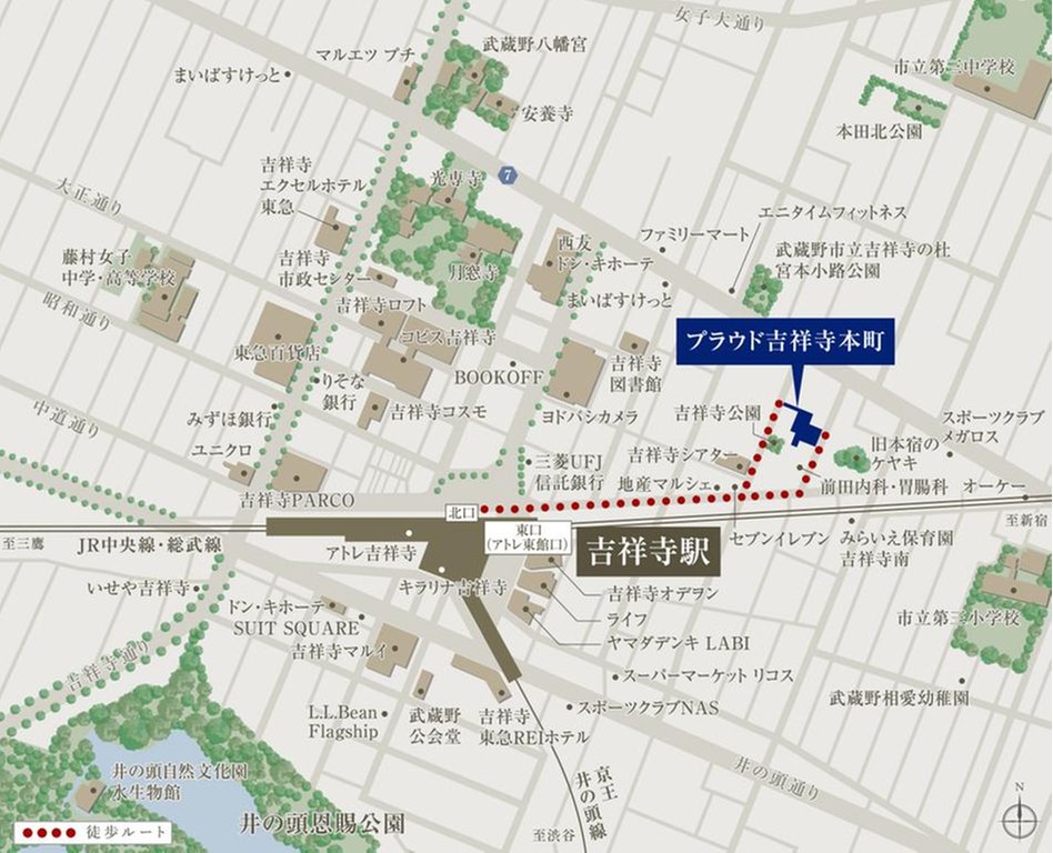 プラウド吉祥寺本町の現地案内図