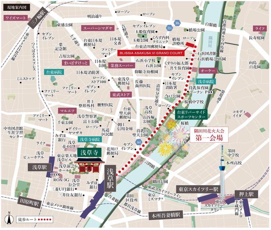 ブリシア浅草VI GRAND COURTの現地案内図