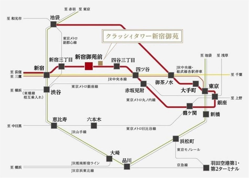 クラッシィタワー新宿御苑の交通アクセス図