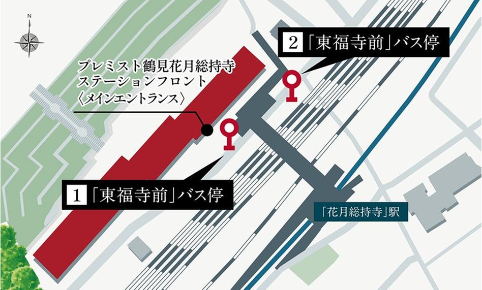 プレミスト鶴見花月総持寺ステーションフロントの交通アクセス図