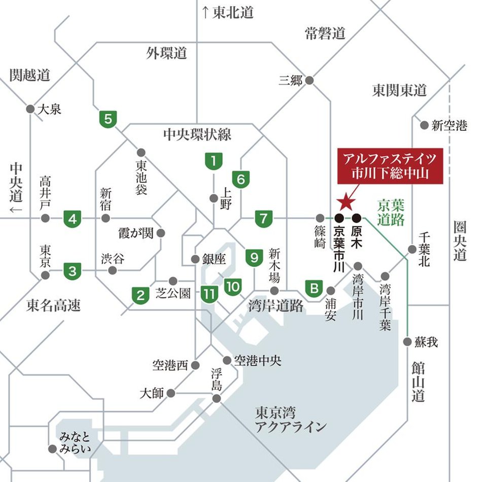 アルファステイツ市川下総中山の交通アクセス図