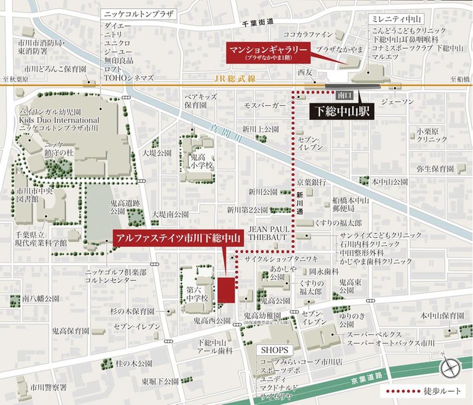 アルファステイツ市川下総中山の現地案内図