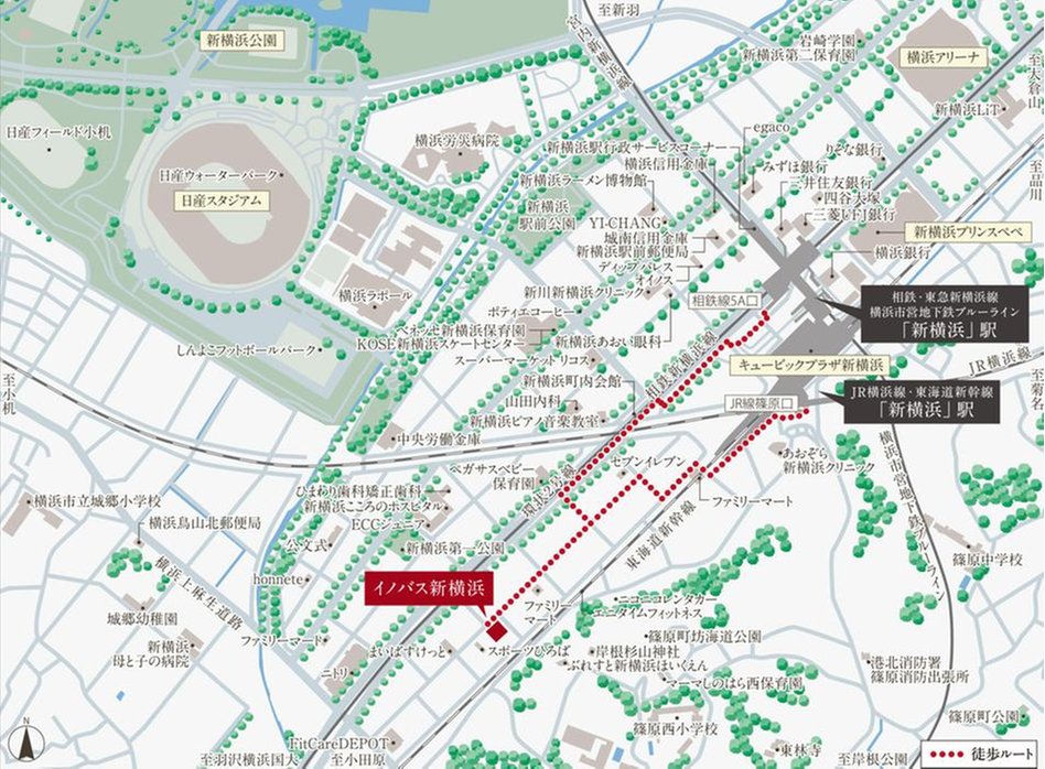 イノバス新横浜の現地案内図