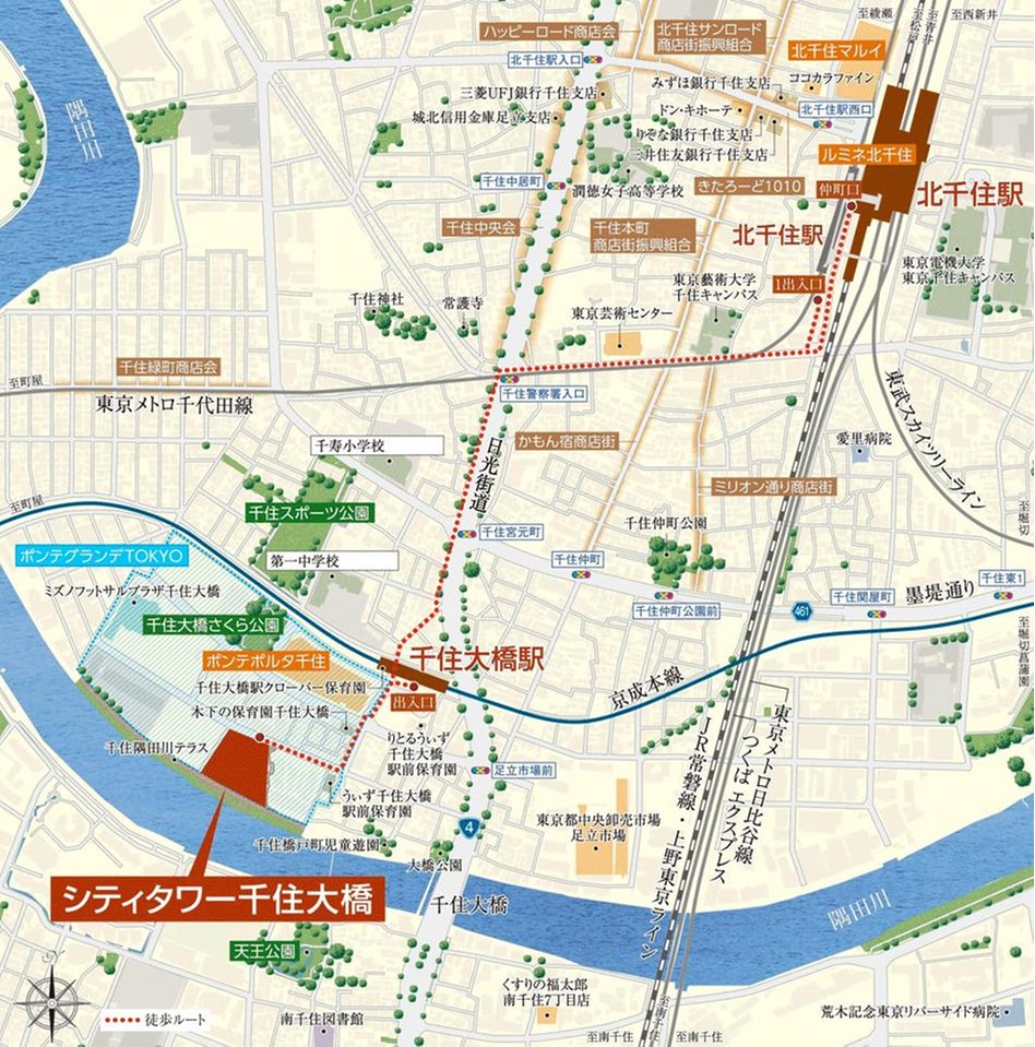 シティタワー千住大橋の現地案内図