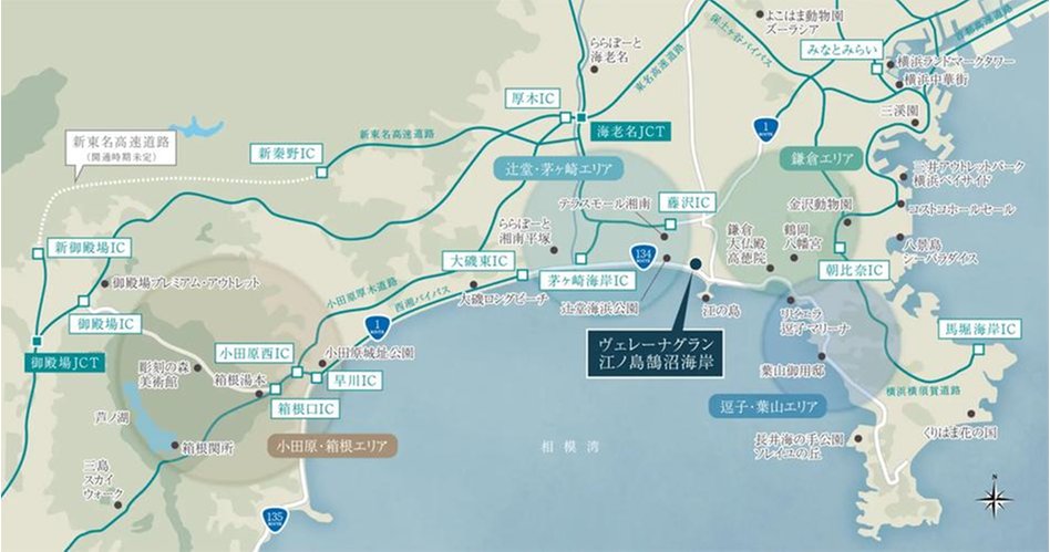 ヴェレーナグラン江ノ島鵠沼海岸の交通アクセス図