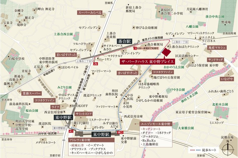ザ・パークハウス 東中野プレイスの現地案内図