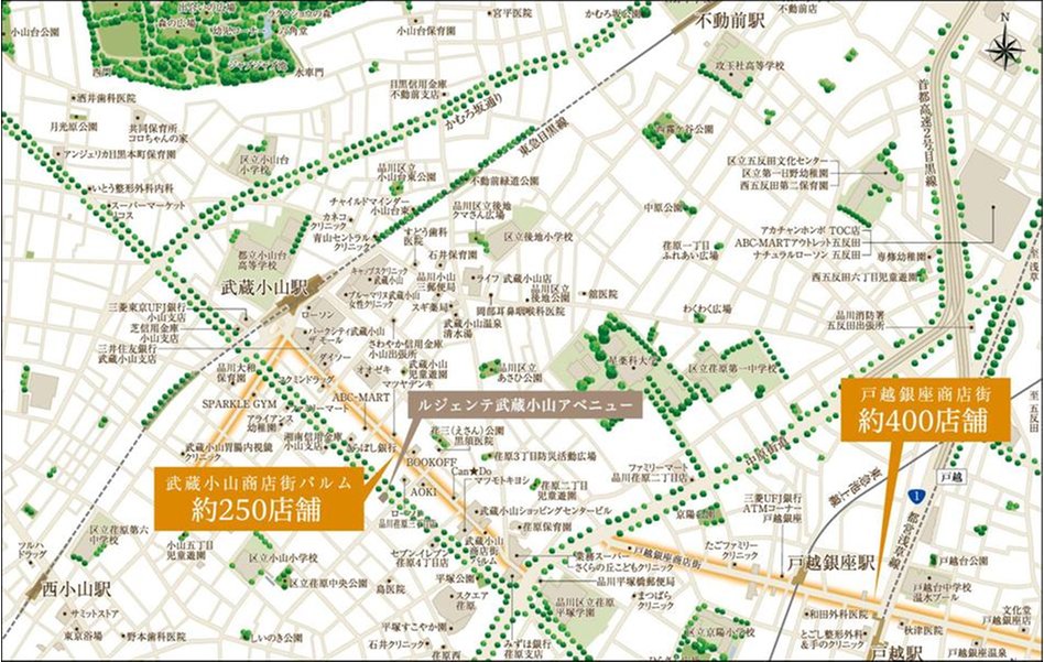 ルジェンテ武蔵小山アベニューの現地案内図