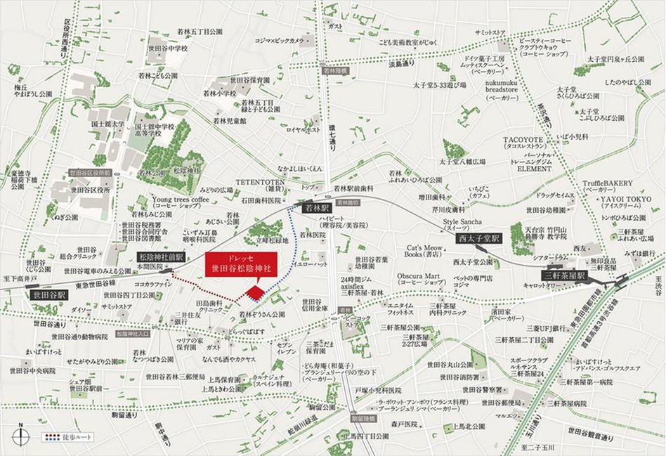 ドレッセ世田谷松陰神社の現地案内図