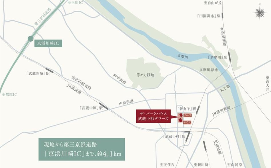 ザ・パークハウス 武蔵小杉タワーズの交通アクセス図