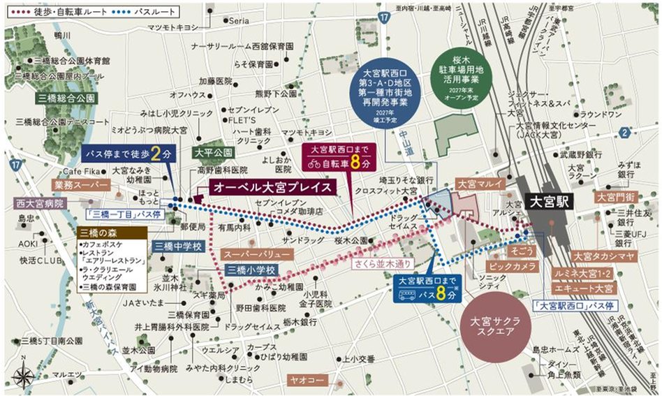 オーベル大宮プレイスの現地案内図