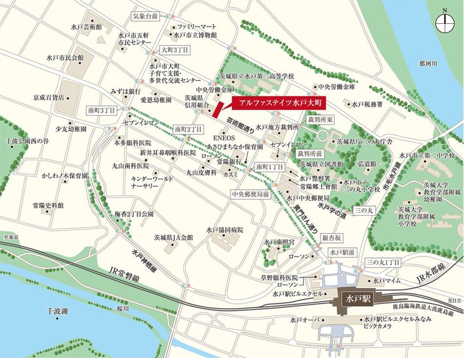 アルファステイツ水戸大町の現地案内図