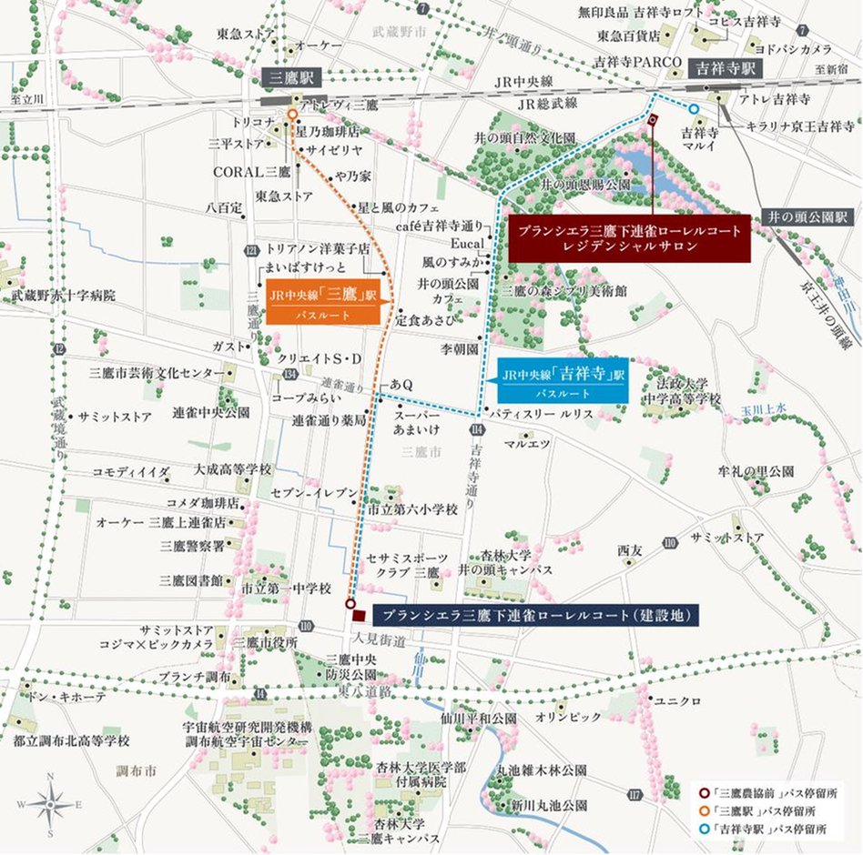 ブランシエラ三鷹下連雀ローレルコートの現地案内図