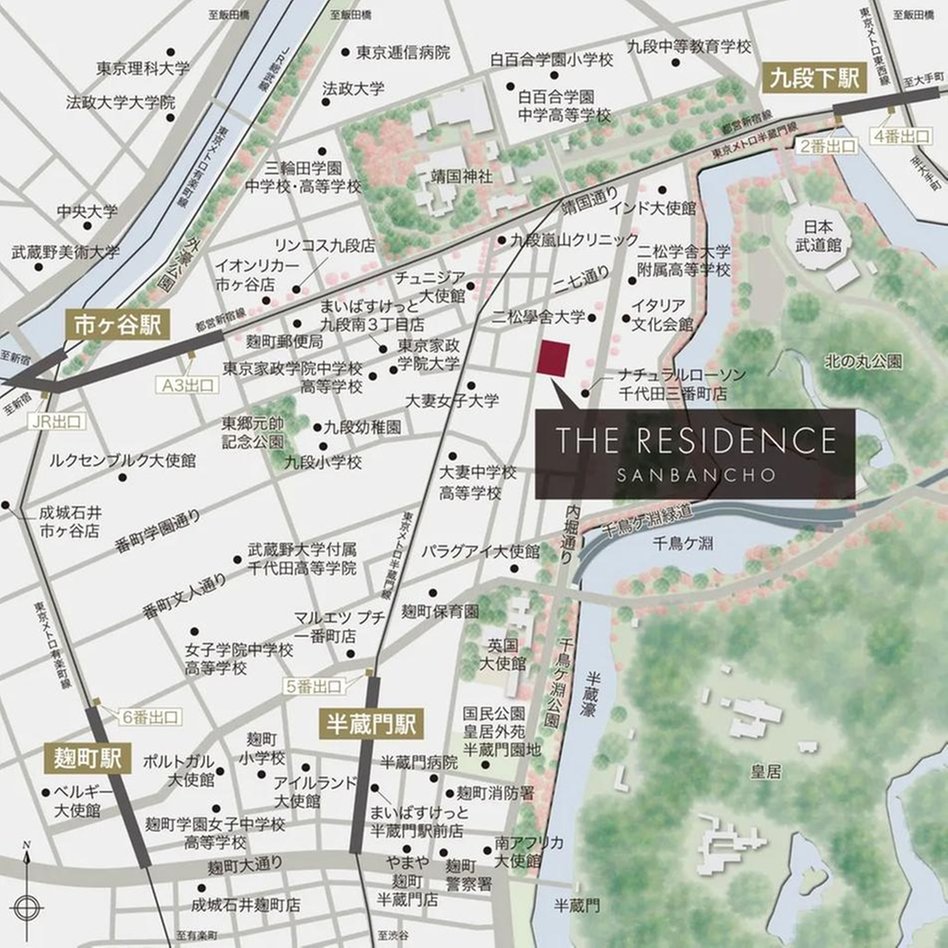 ザ レジデンス 三番町の現地案内図