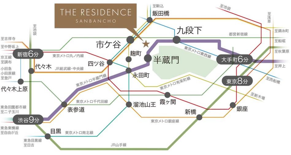 ザ レジデンス 三番町の交通アクセス図