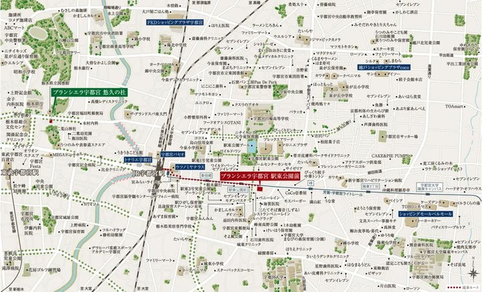 ブランシエラ宇都宮 駅東公園前の現地案内図