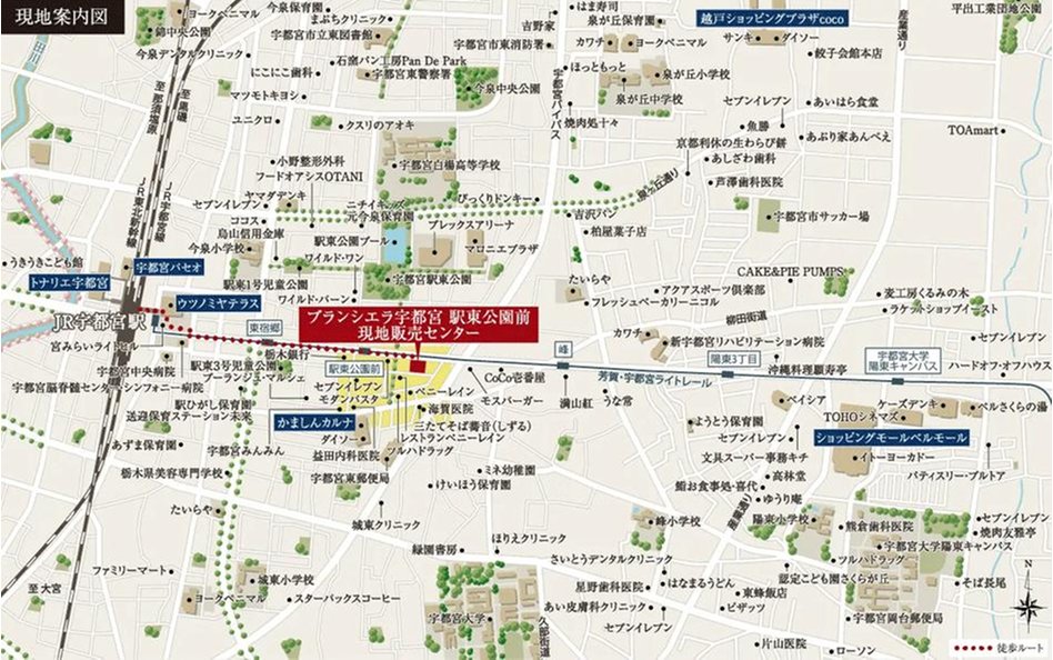 ブランシエラ宇都宮 駅東公園前の現地案内図