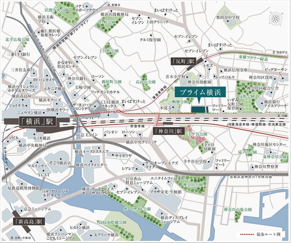 プライム横浜の現地案内図