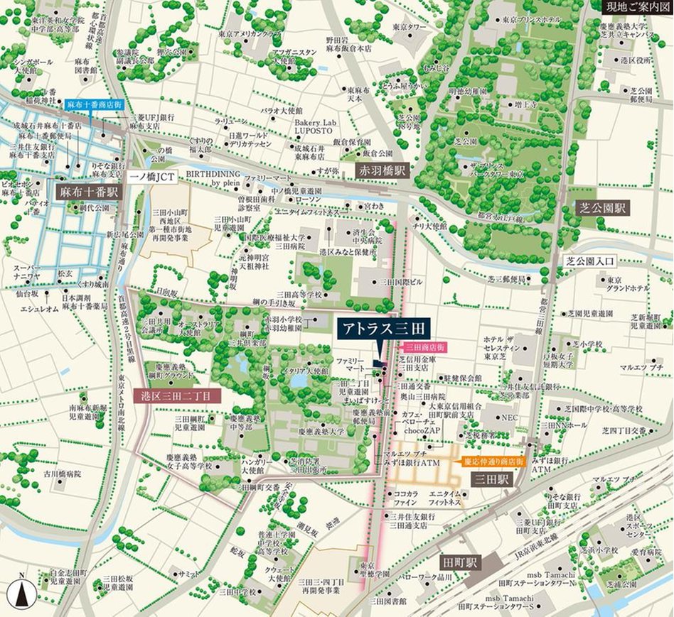 アトラス三田の現地案内図