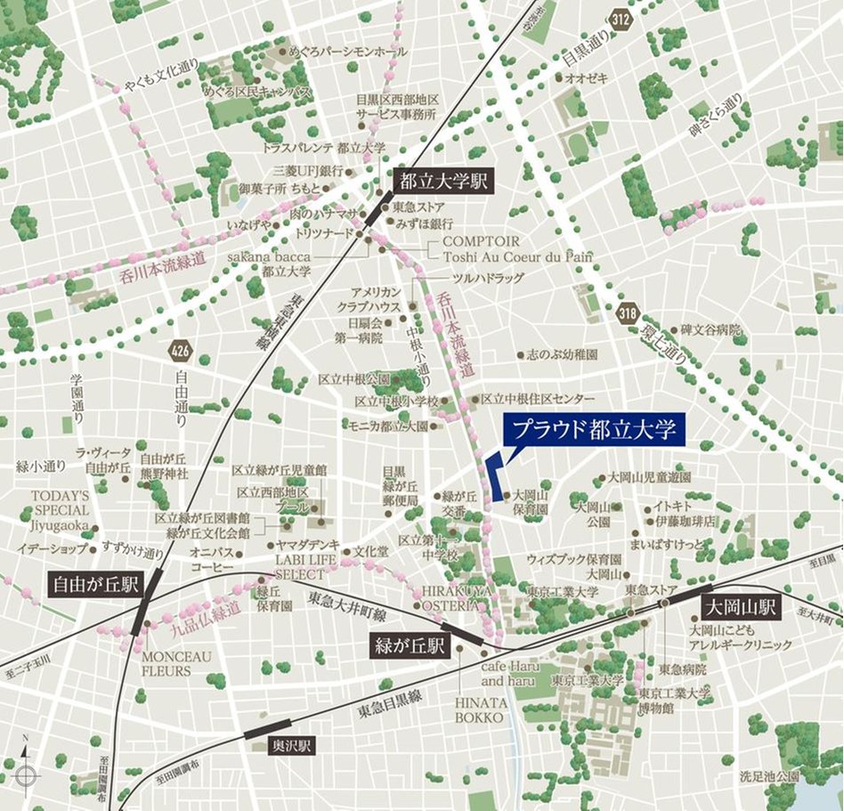 プラウド都立大学の現地案内図