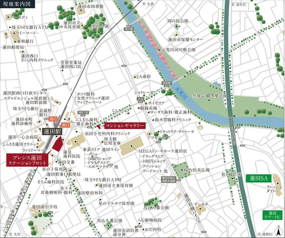 プレシス蓮田ステーションフロントの現地案内図