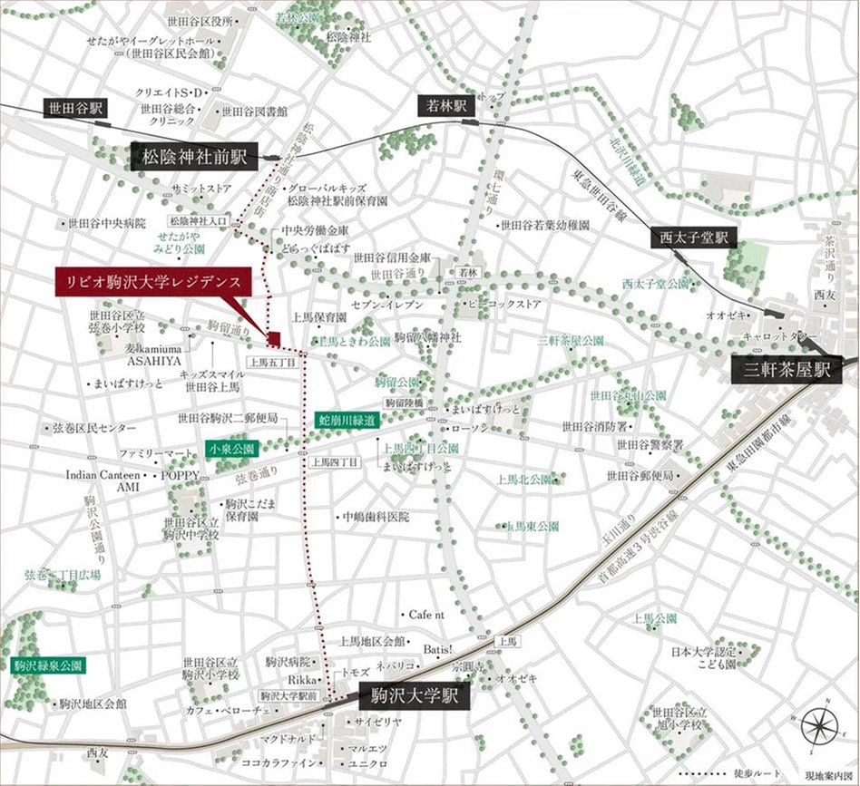 リビオ駒沢大学レジデンスの現地案内図