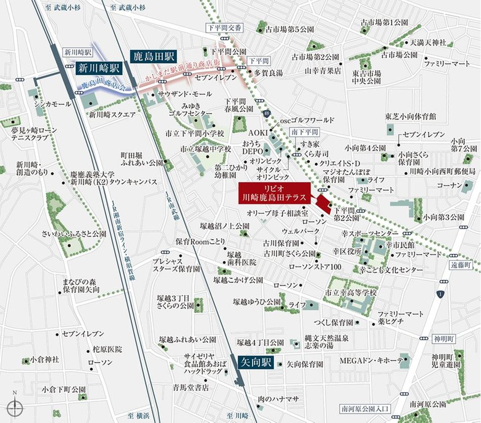 リビオ川崎鹿島田テラスの現地案内図