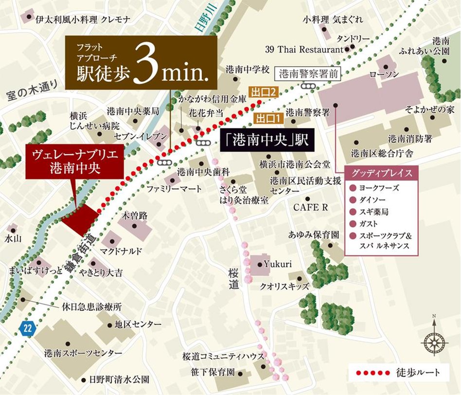 ヴェレーナブリエ港南中央の現地案内図