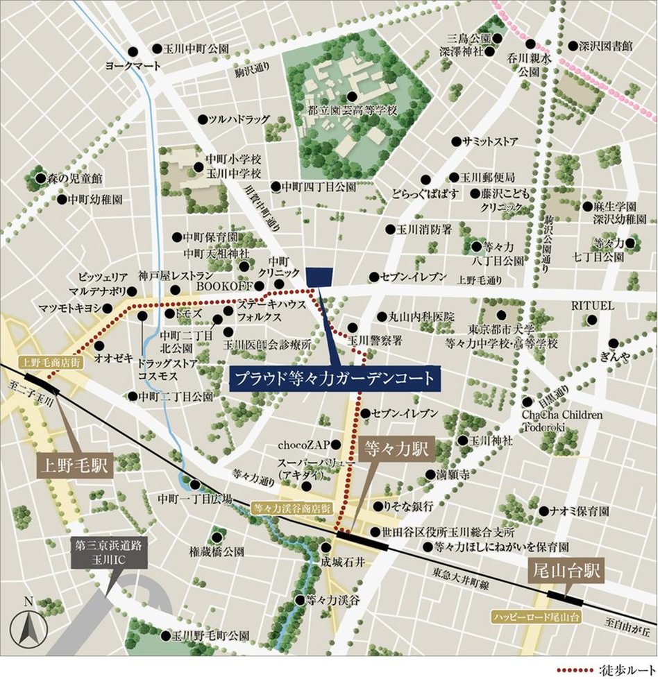 プラウド等々力ガーデンコートの現地案内図