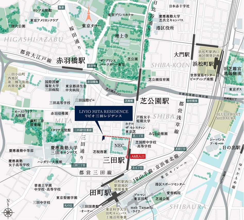 リビオ三田レジデンスの現地案内図