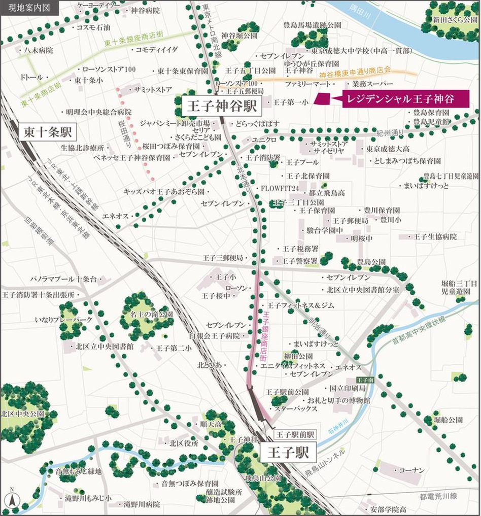 レジデンシャル王子神谷の現地案内図