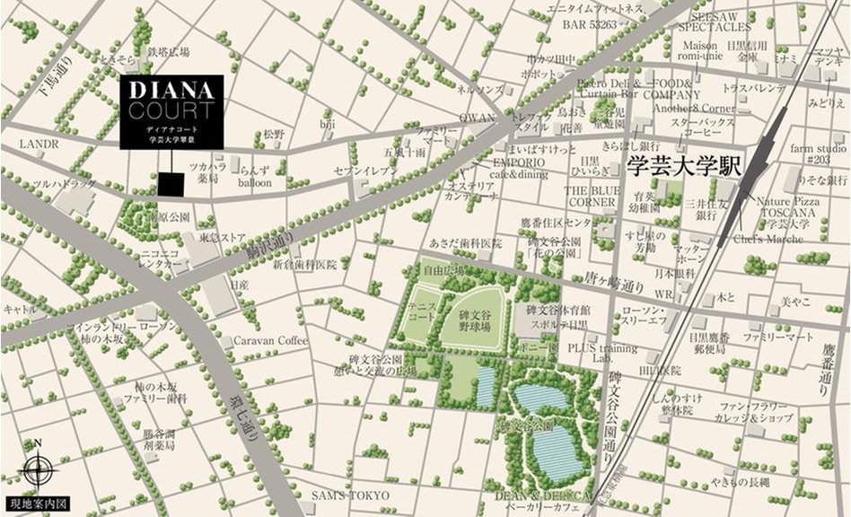 ディアナコート学芸大学翠景の現地案内図