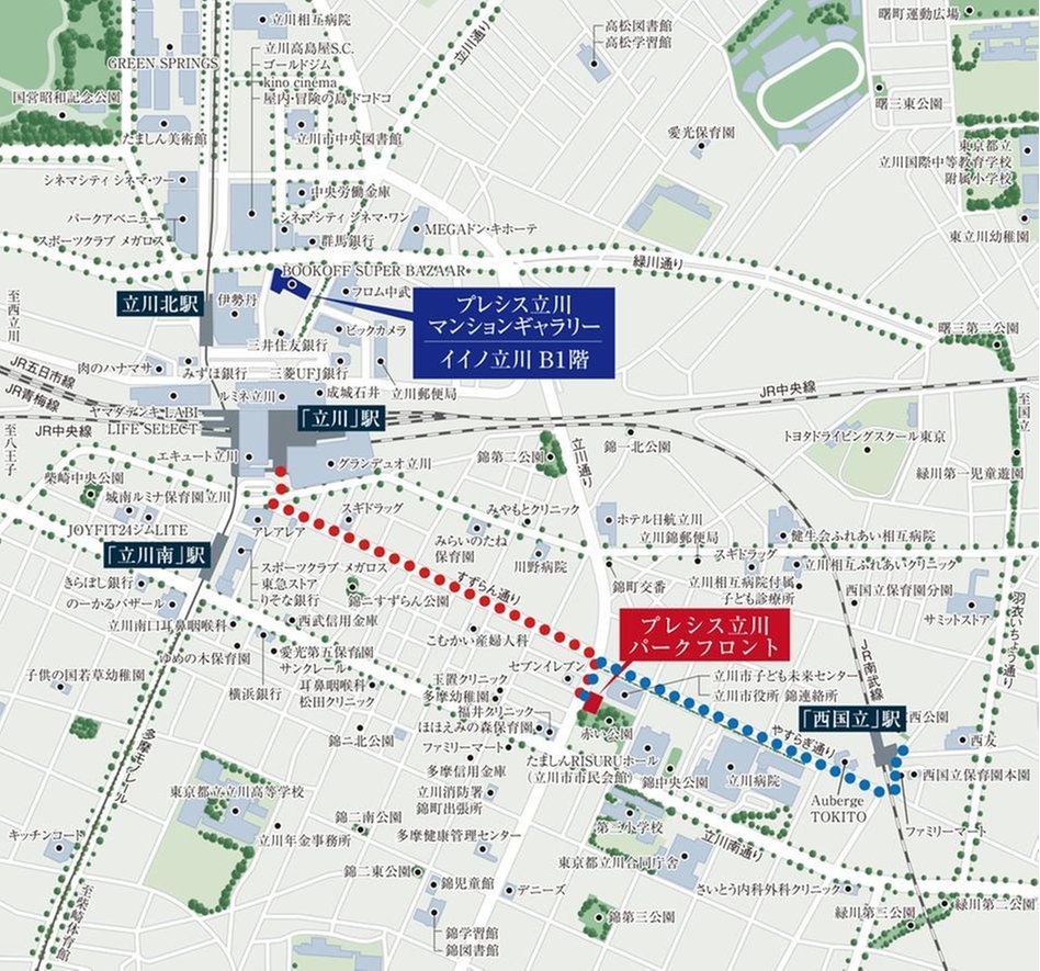 プレシス立川パークフロントの現地案内図