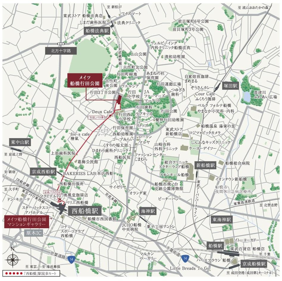 メイツ船橋行田公園の現地案内図