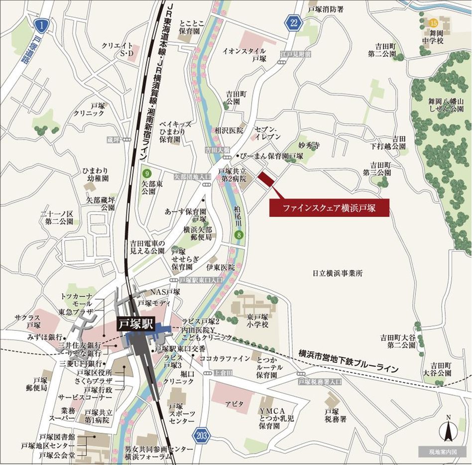 ファインスクェア横浜戸塚の現地案内図