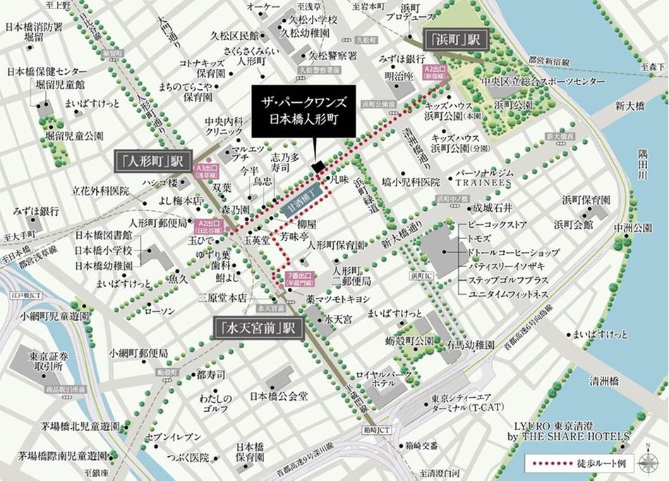 ザ・パークワンズ 日本橋人形町の現地案内図