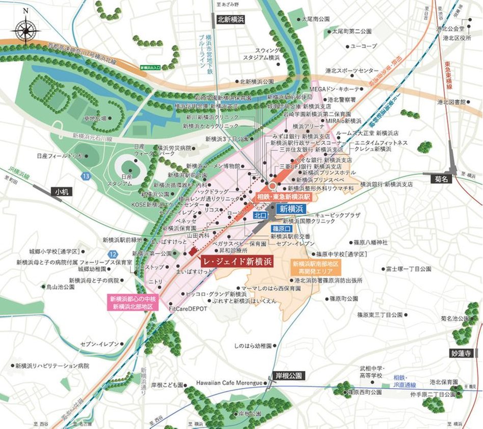 レ・ジェイド新横浜の現地案内図