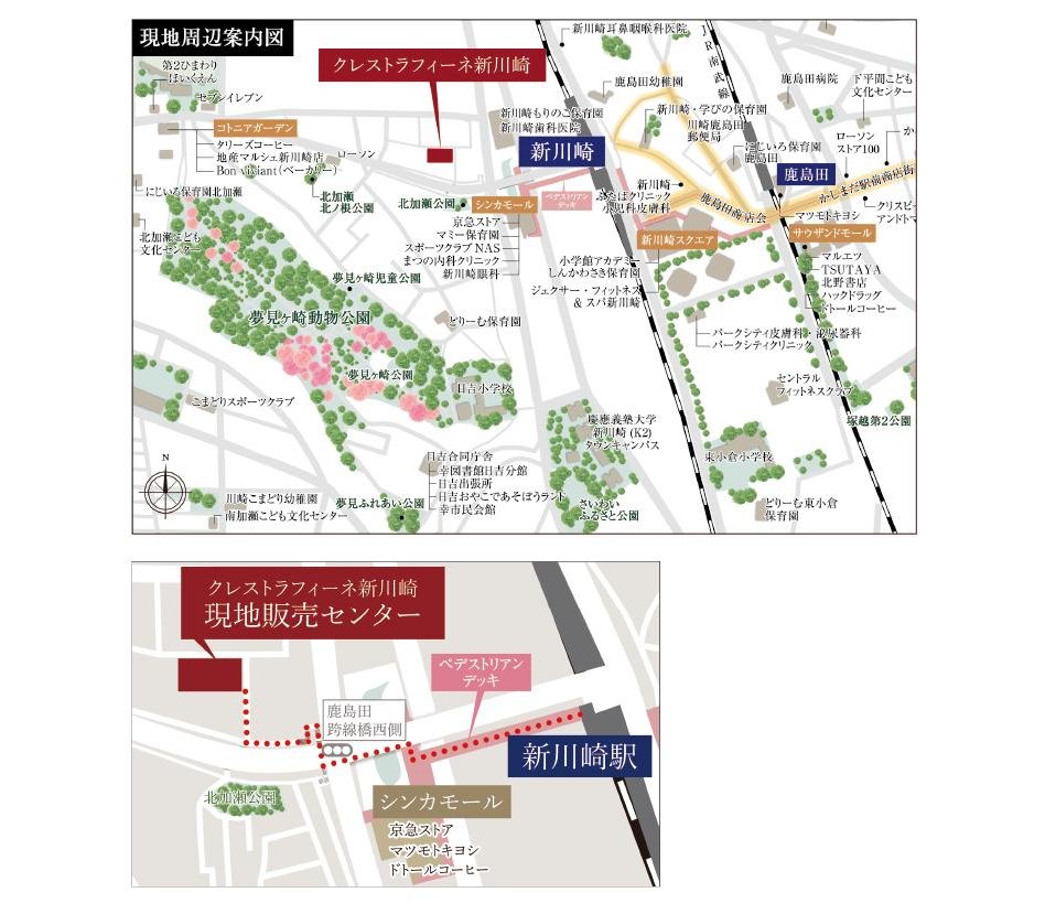 クレストラフィーネ新川崎の現地案内図