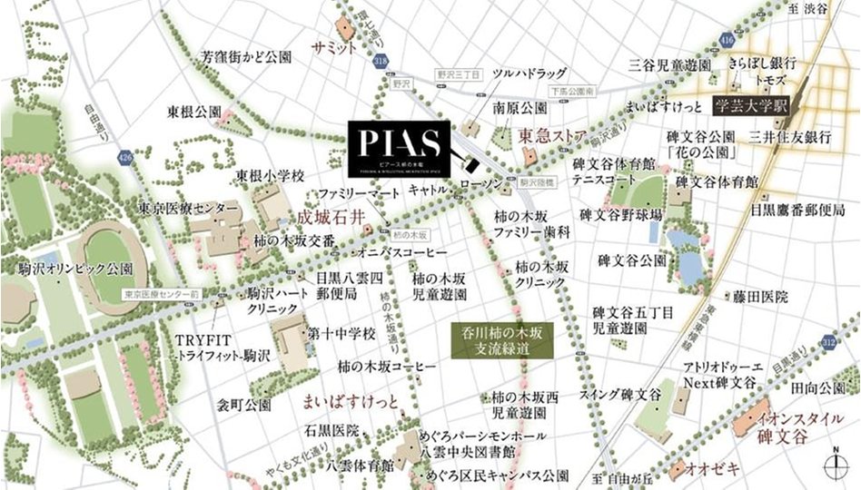 ピアース柿の木坂の現地案内図