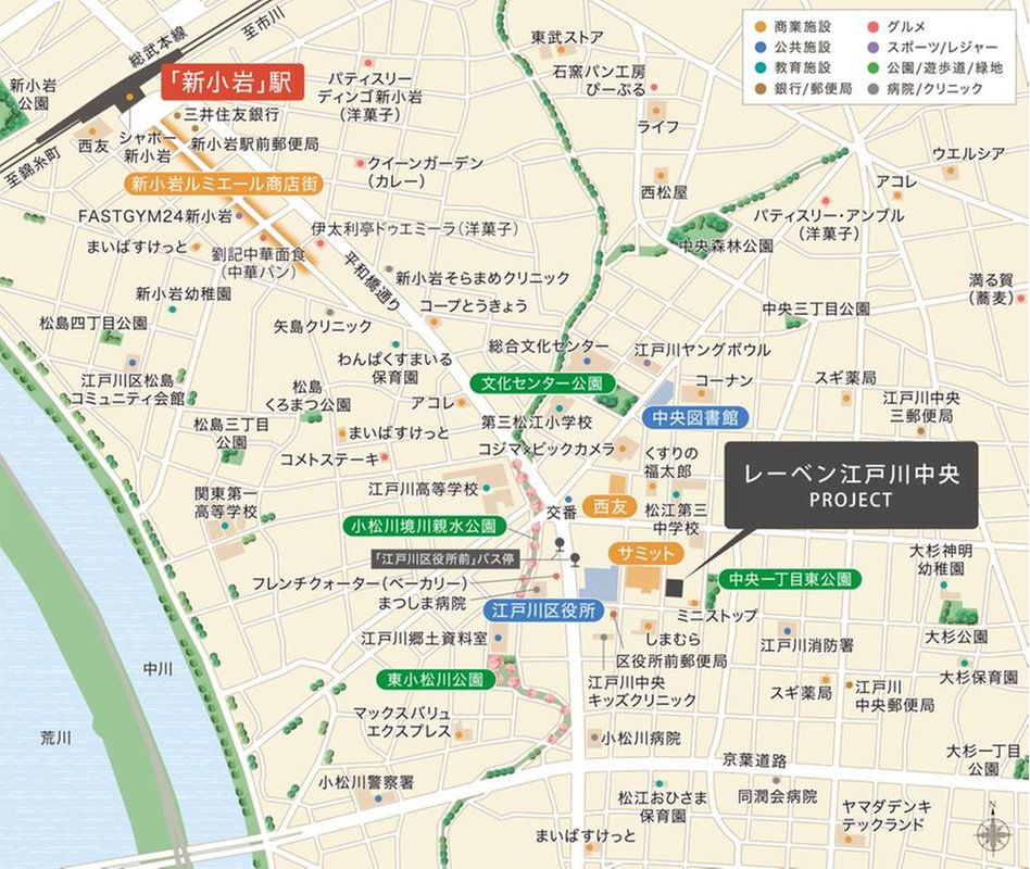 レーベン江戸川中央 CENTER PLACEの現地案内図