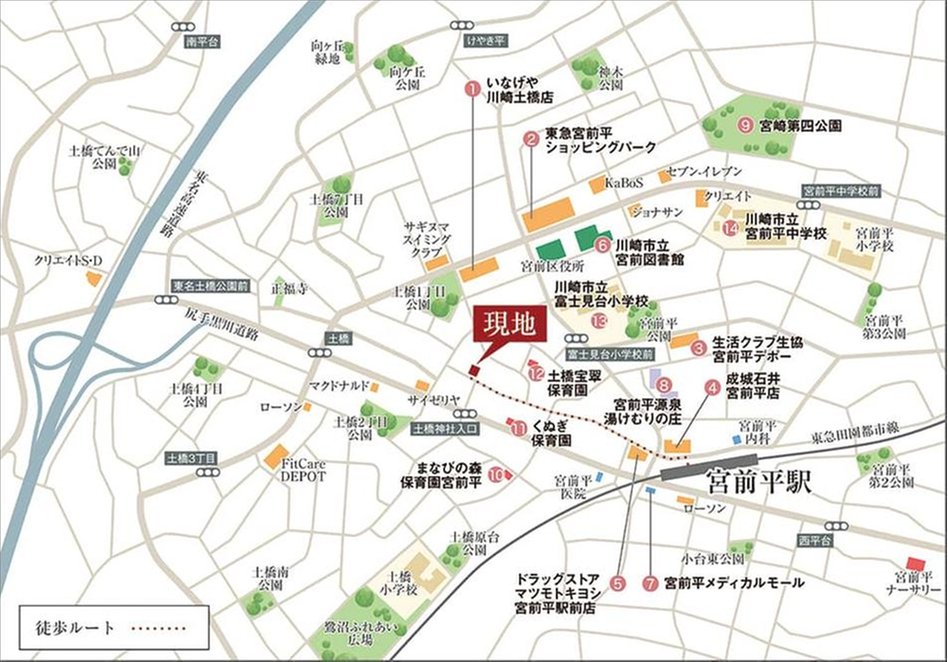 バースシティ・ザ・マーク宮前平サウスの現地案内図